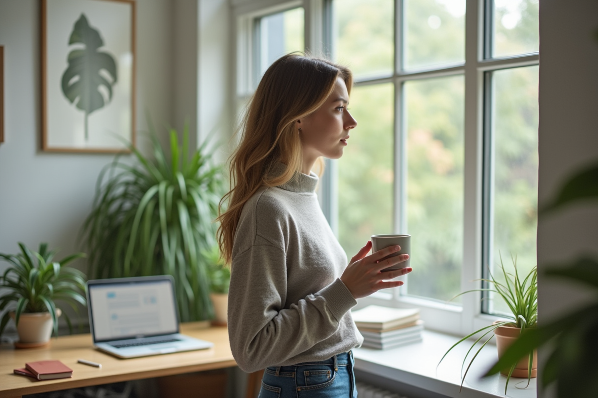 Femme millennial dans un bureau lumineux