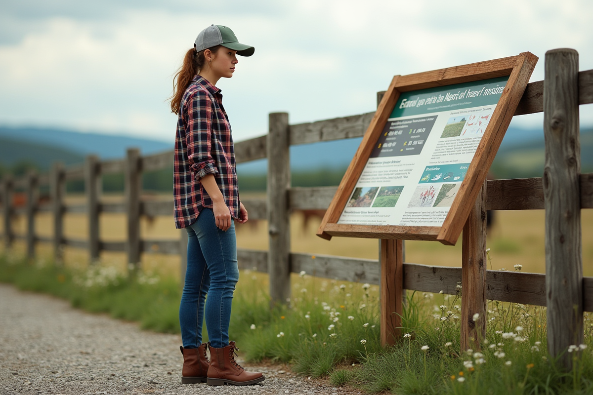 Jeune femme regarde un panneau d