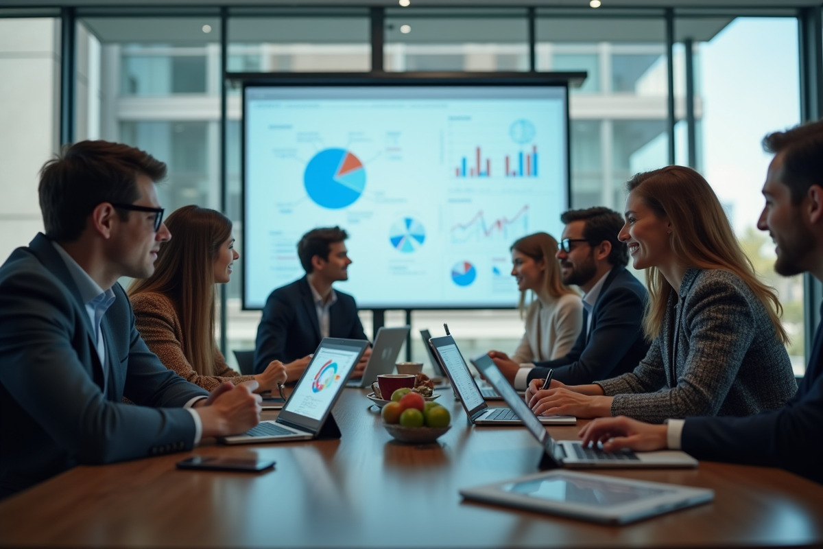 Jeunes professionnels collaborant autour d une table