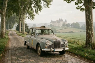 Vue générale des taxis en Centre-Val de Loire avec un château en arrière-plan