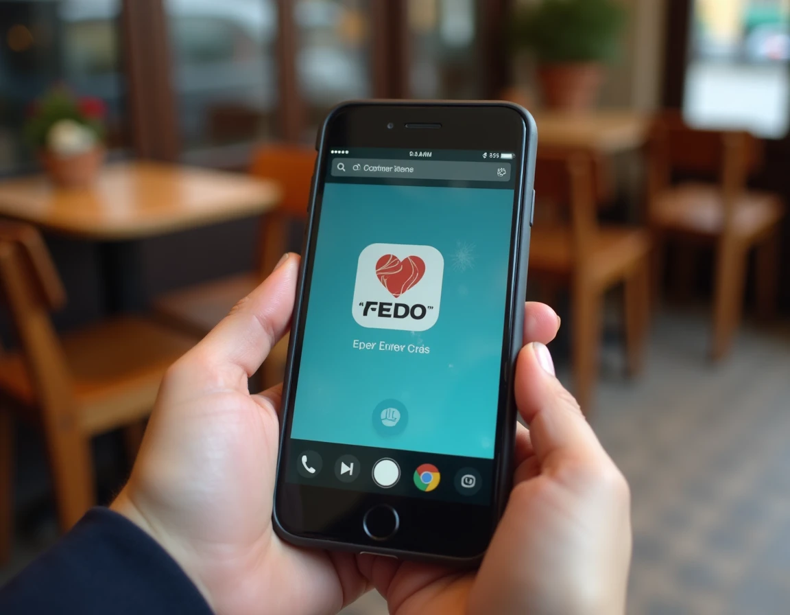 Smartphone affichant un site web satirique parodique dans un café parisien, illustration d'une polémique virale sur les réseaux sociaux